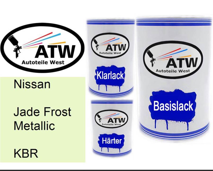 Nissan, Jade Frost Metallic, KBR: 500ml Lackdose + 500ml Klarlack + 250ml Härter - Set, von ATW Autoteile West.